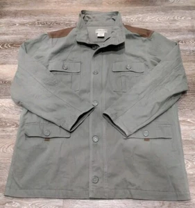 Scandia Woods Jacket Green Brown Button Front Chore Coat Cotton Mens Large - Picture 1 of 11