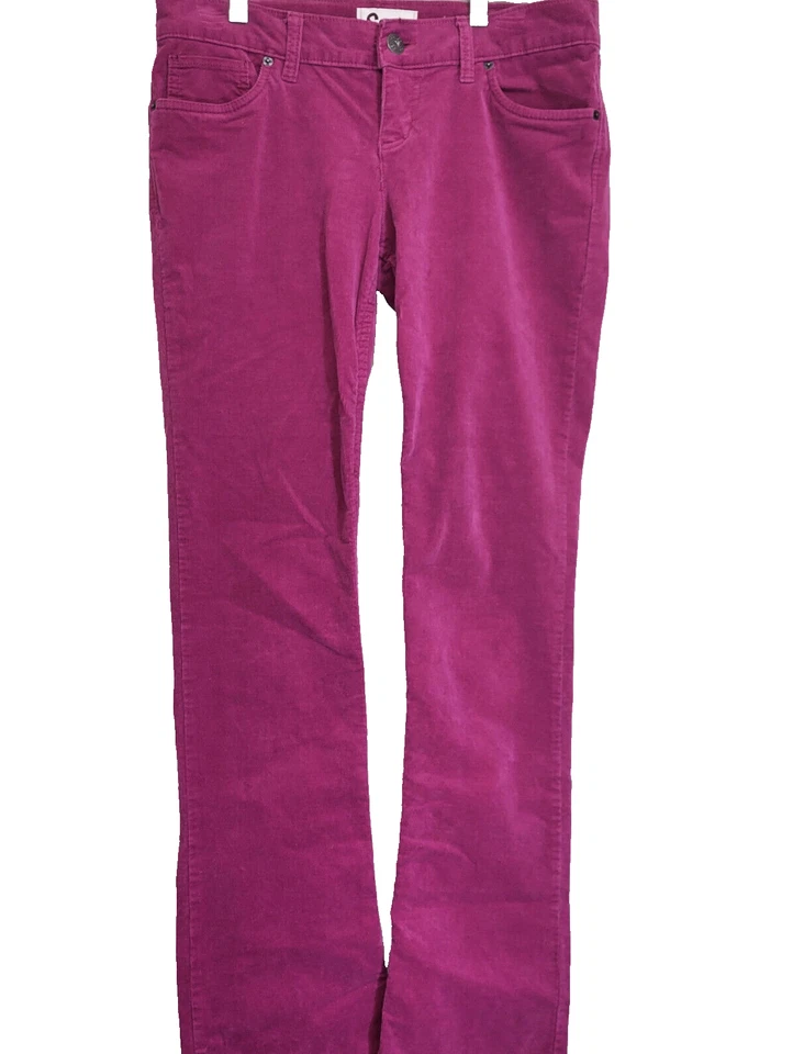 Pantalones para mujer So talla 11 32" pana granate rojo tiro bajo 5 bolsillos pierna recta Foto 1 de 4