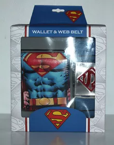 SUPERMAN BIFOLD WALLET & WEB BELT BOYS - Picture 1 of 4