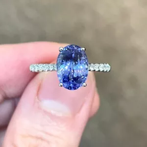 Beautiful Lab-Created Tanzanite Ring, 92.5 Sterling Silver, Perfect Gift For Her - Picture 1 of 8