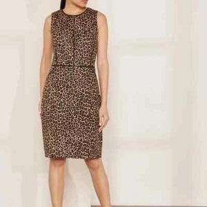 J. nuova con etichetta Abito tubino CREW donna taglia 0 stampa leopardata cotone bi-elastico - Foto 1 di 7