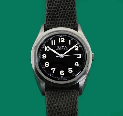 Reloj Cyma Tavannes Vintage Años 40 Tipo Militar Parachoques Automático Todo Inoxidable Foto 1 de 4