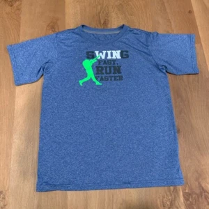Youth Size XL 18/20 BCG Baseball SWING Fast Run Faster Athletic Top Shirt Blue - Picture 1 of 5