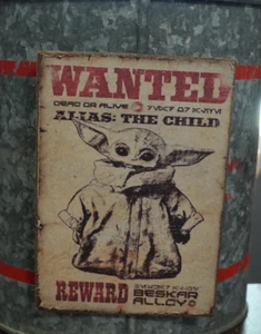 WANTED BABY YODA - STAR WARS *Handmade* Wood Photo MAGNET - Picture 1 of 1