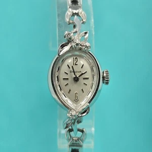 Vintage BULOVA 14K White Gold 12.2g Diamond Accent 16mm Elegant Ladies Watch - Picture 1 of 8