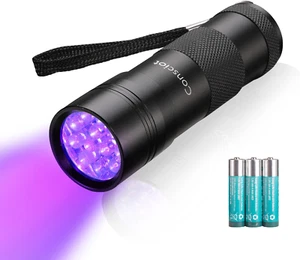 Torcia UV Luce Nera, 12 LED 395Nm Luce Nera Ultravioletta, Portab - Foto 1 di 8