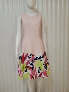 New DKNY Women's Light Pink Floral Print Sleeveless Fit&Flare A-Line Dress Size4 - Picture 1 of 21