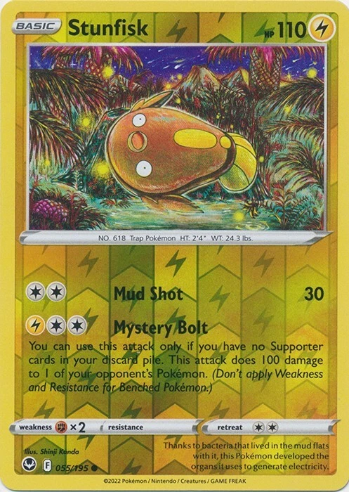 Reverse Holo Stunfisk 055/195 Common  Silver Tempest Pokemon TCG - Image 1 of 1