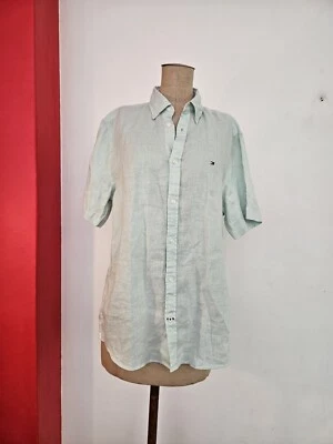 Linen Tommy Hilfiger Linen Mens Shirt Mint Green Size M vvv - image 1 of 4