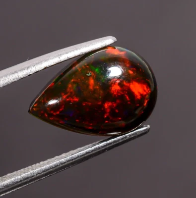 Натуральный черный эфиопский опал в форме груши кабошон драгоценный камень россыпью 2,5 карата 12X9X5 мм - Изображение 1 из 3