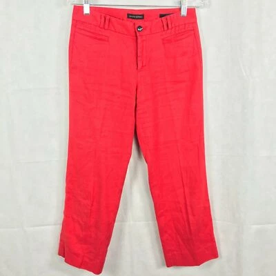 Pantalones Banana Republic para mujer talla 6 rojo logan recortados pierna recta mezcla de lino Foto 1 de 4