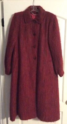 VTG Paul Levy Women’s L 100% Wool Long Coat Jacket Mohair Burgundy Red - Image 1 of 4