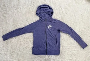 Nike Heathered Purple Jacket Lightweight Hoodie Pockets Full Zip Youth Girls L - Picture 1 of 9