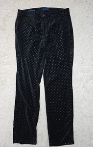 Talbots Black Flawless High Rise Straight Leg Pants Velvet Polka Dots Size 10P - Picture 1 of 11