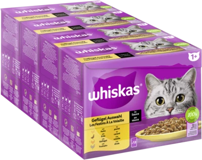 48x85g Whiskas Katzenfutter Nassfutter Multipack 1+ Geflügel Auswahl in Sauce - Bild 1 von 4