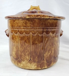 Antico vaso da camera Bennington Rockingham gres primitivo vecchio coccio in ceramica - Foto 1 di 17