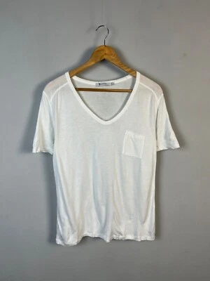 Camiseta Alexander Wang masculina branca básica algodão gola V tamanho P - Imagem 1 de 4