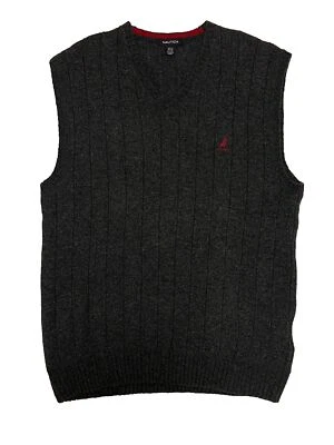 Nautica Hombre XXL Cuello en V Suéter Chaleco Gris Lana Nylon Spandex De Colección Foto 1 de 4