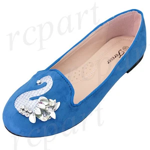 New women's shoes swan ballerina ballet flats wedding casual Turquoise Blue - Picture 1 of 11