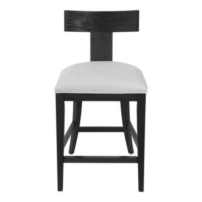 Uttermost Idris 26" Taburete de mostrador moderno de madera y tela en blanco Foto 1 de 4