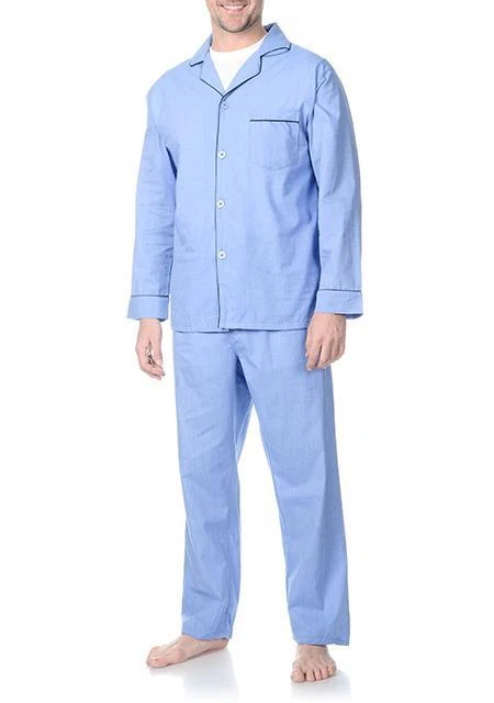 Conjunto de pijama tejido de pierna larga manga larga Hanes para hombre - azul Foto 1 de 1