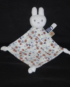 🐰Doudou plat lapin blanc fleur bleue marron vert MIFFY NIJNTJE TIAMO Etat NEUF - Picture 1 of 2