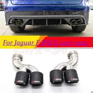 For Jaguar F-PACE 2017-2022 Carbon Fiber Rear Exhaust Muffler Tip Tail Pipe - Picture 1 of 8