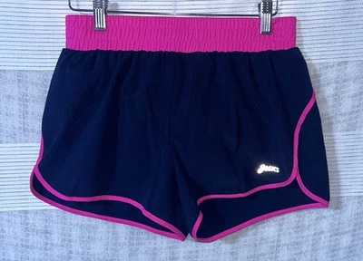 Asics Blue Pink Running Shorts Women's Back Pocket Size Medium Inseam 3” - Image 1 of 4