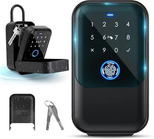 Smart Key Lock Box, Bluetooth Fingerprint Box with APP Control, Black - Picture 1 of 9