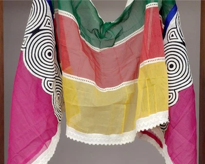 Bufanda, sari, artesanía, costura, colorida tela transparente ribete de encaje Foto 1 de 4