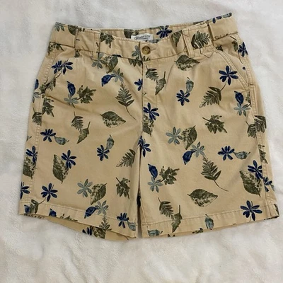 Pantalones Cortos Coldwater Creek Talla 12 Pequeño Algodón Orgánico Floral, Patrón de Hojas Foto 1 de 4