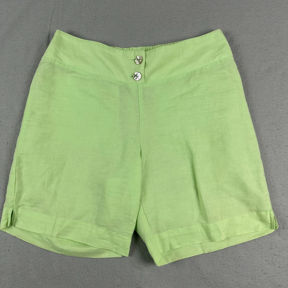 Pantalones Cortos Fresh Produce Mujer Lino Medianos Mezcla Algodón Pull On Verde Playa 8" Foto 1 de 4