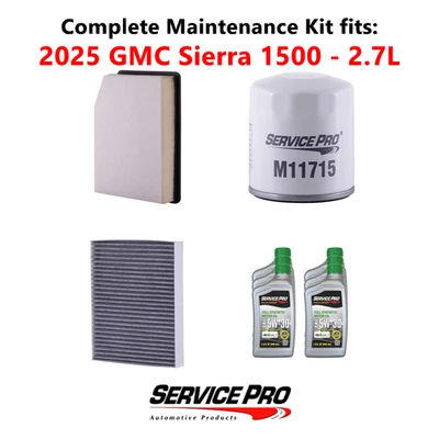 2025 GMC Sierra 1500 2.7L Complete Air, Oil & Cabin Filter Kit (5W-30) — 第 1/4 张图片