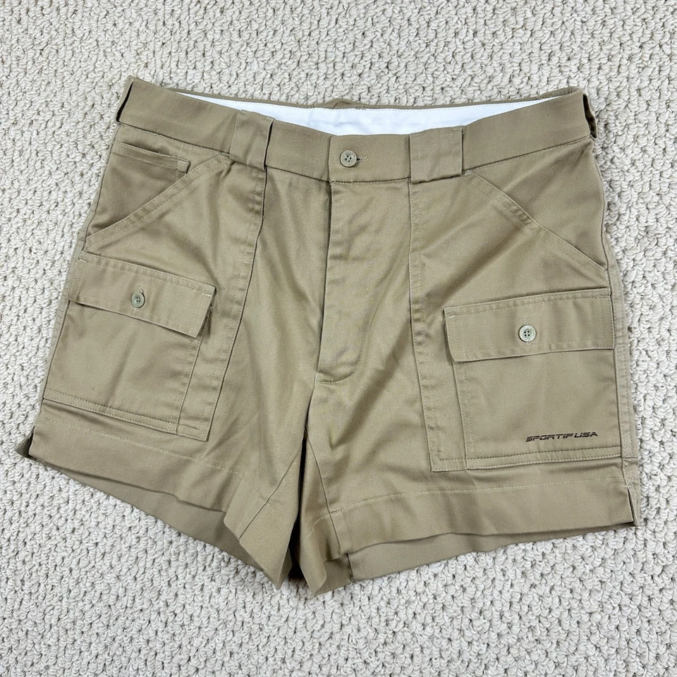 Pantalones Cortos De Colección Sportif Usa Para Hombres 34 Caqui Británico Carga Senderismo Pesca Al Aire Libre Foto 1 de 4