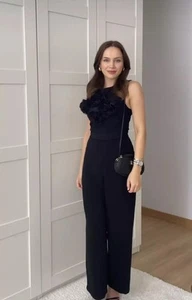 ZARA MUJER 3D FLORAL TEXTURIZADO NEGRO MONO TALLA M_1971/058 NUEVO CON ETIQUETAS SS24 - Imagen 1 de 19
