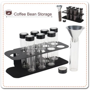 Paquete de 8 tubos de almacenamiento de granos de café de dosis única bodegas de vidrio con válvulas de escape - Imagen 1 de 13