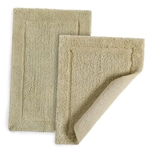 DwellStudio Reversible Cotton Bath Rugs Luxurious Comfort and Anti-Slip Prot...