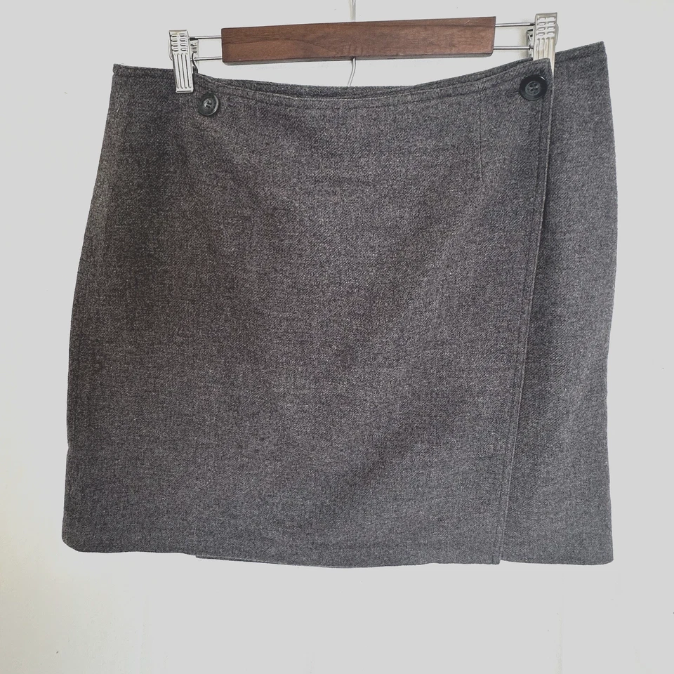 Minifalda envolvente completa de lana vintage Style And Co. - gris - talla 16 cálida Y243D Foto 1 de 4