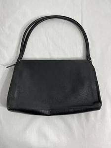 Vintage Prada Shoulder Bag Black Leather Logo Plaque Italy Purse Handbag - Picture 1 of 15