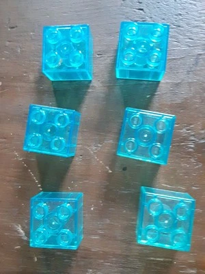 Lego Duplo Lot of 6 Clear Translucent Blue Ice Brick Blocks - Image 1 of 4