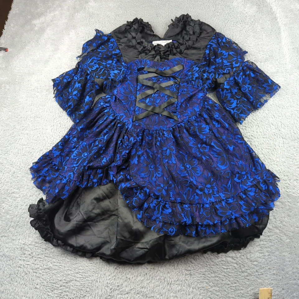 Vestido Persiguiendo Luciérnagas Niñas 14 Azul Negro Encaje Princesa Hada Disfraz Fiesta Foto 1 de 4