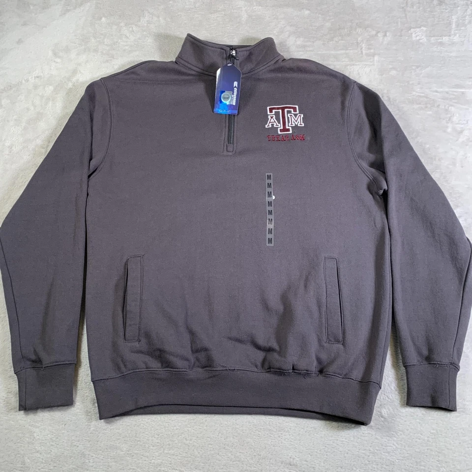 Suéter masculino Texas A&M Aggies cinza médio 1/4 zíper futebol coliseu pulôver - Imagem 1 de 4