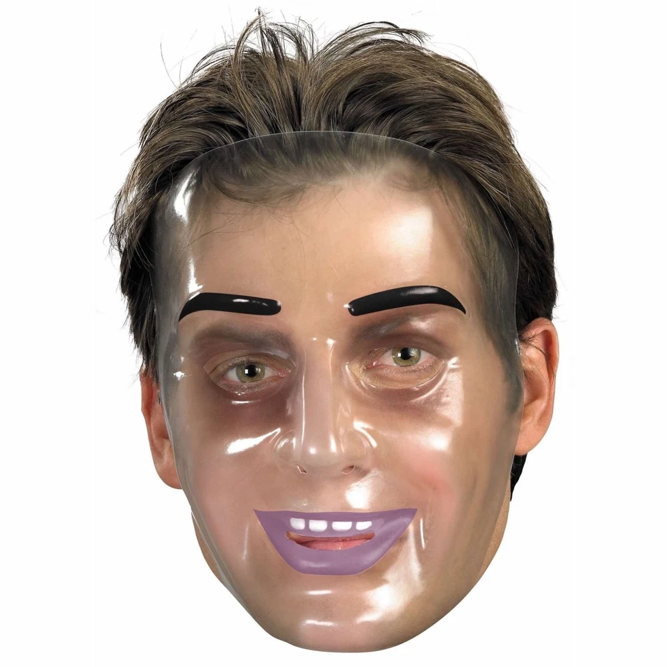 Transparent Man Young Male Youthful Funny Adult Mens Costume PVC 1/2 Mask - Image 1 of 1