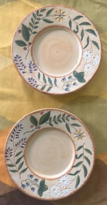 LOTE 2 Velas Yankee Tarro Grande Cerámica Repujado Floral Flor Silvestre Planta Plato De Colección Foto 1 de 4