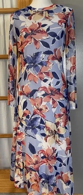 Maxi Vestido Enfocus Studio Floral Talla 10 Naranja Rojo Malla Forrado Casa Boho Fiesta Foto 1 de 4