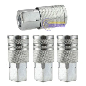 4 Industrial Style Steel 1/4" FNPT Air Compressor Quick Couplers 6 Ball Bearing - Picture 1 of 6