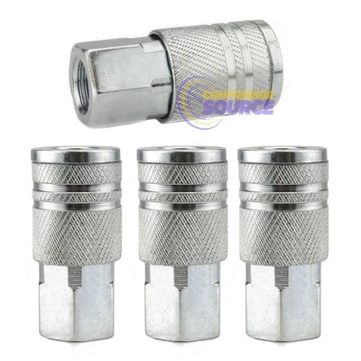 4 Industrial Style Steel 1/4" FNPT Air Compressor Quick Couplers 6 Ball Bearing - Image 1 of 4