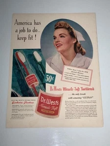 Vintage Dr. West's Miracle Tuft Toothbrush & Royal Puddings 1949 Magazine Ad - Picture 1 of 4