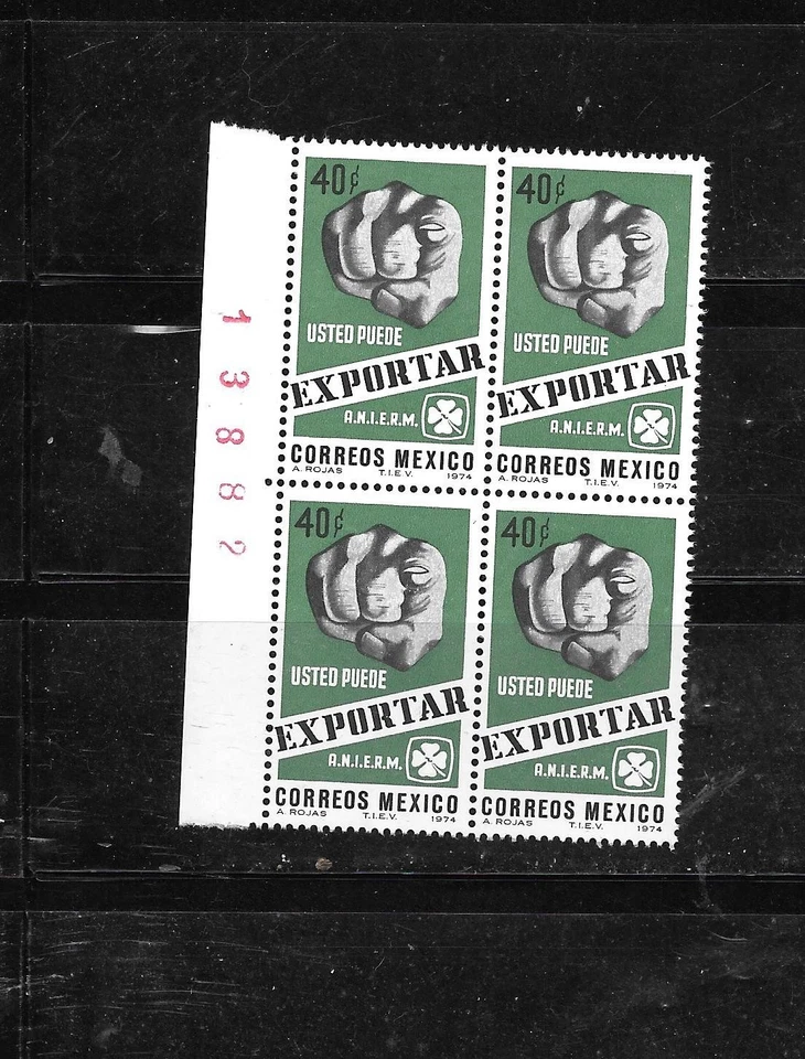 MEXICO  SC#1057  1974 FOREIGN TRADE MNH XF OLD COMMEMORATIVE PLATE BLOCK STAMP - Изображение 1 из 1