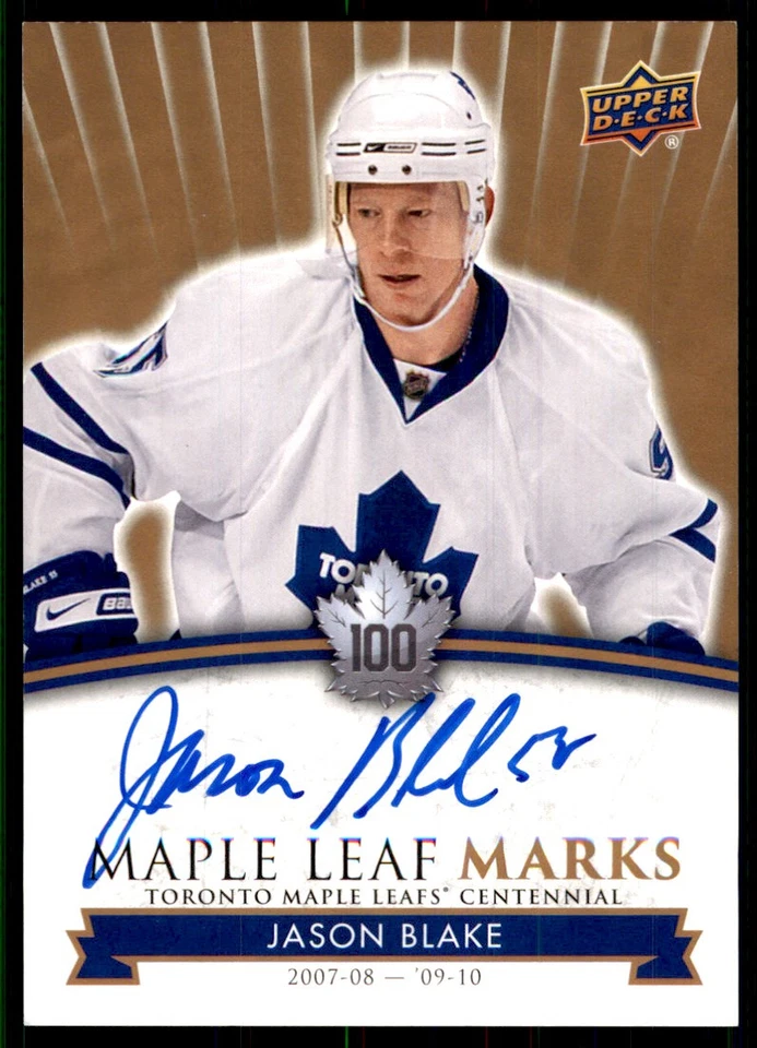2017-18 UPPER DECK CENTENNIAL TORONTO MAPLE LEAFS MARKS AUTO JASON BLAKE #MLM-BL - Image 1 of 2